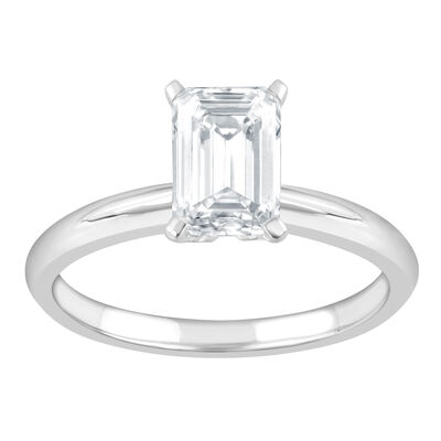 Emerald-Cut Lab Grown 1 1/2ct. Diamond Certified GH VS SI Solitaire Engagement Ring in 14k White Gold